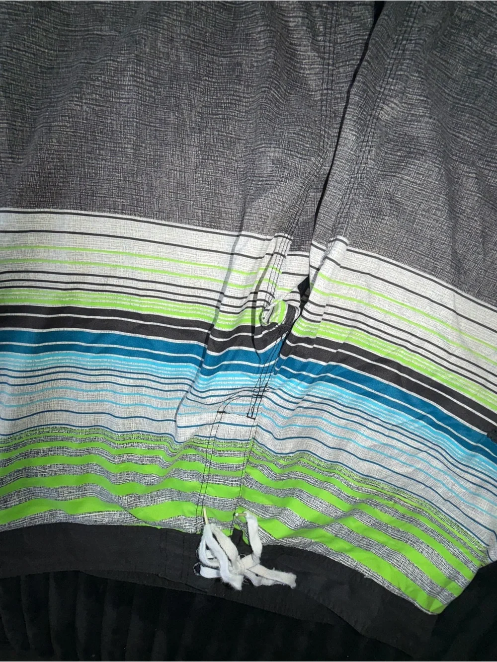 Men's Striped Green Blue Gray Swim Trunks